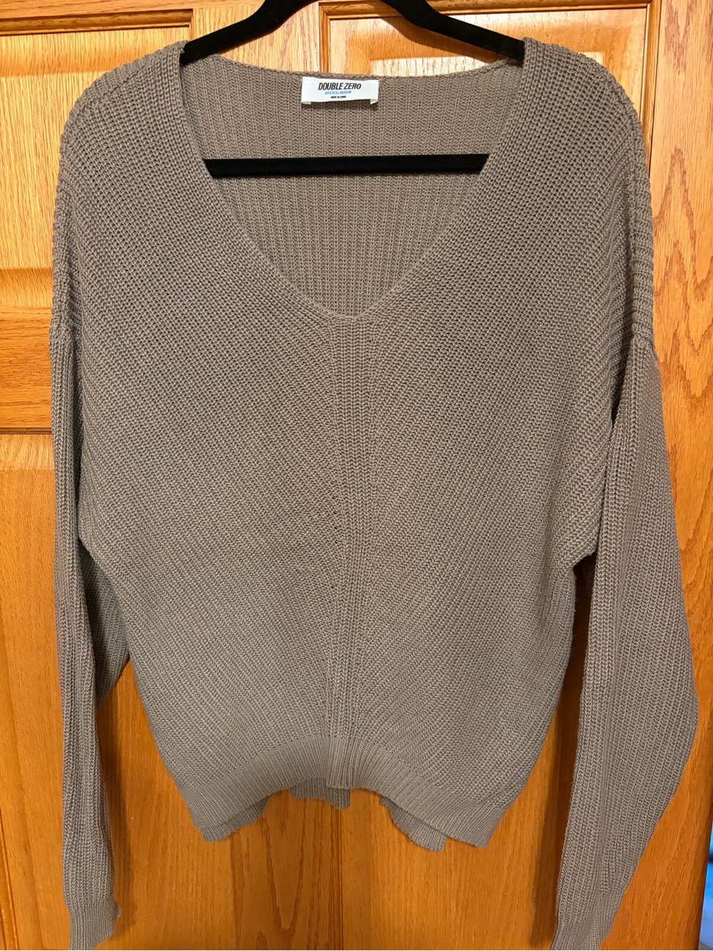 Double Zero Taupe V-Neck Knit Pullover Sweater